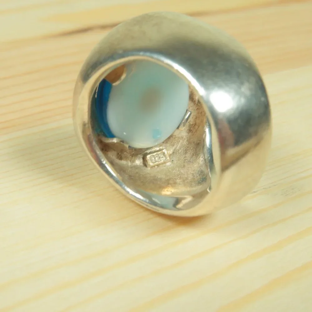 Vintage Prosthetic Eye Ring Sterling Silver 925 Eyeball Size 7